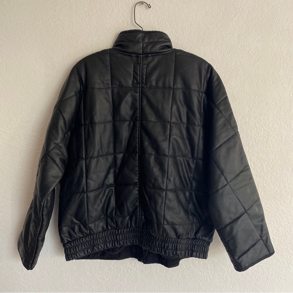 NWT We The FREE PEOPLE Black Vegan Leather Jacket Msrp $198 SZ SMALL - Picture 6 of 7